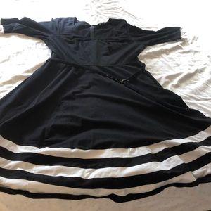 Retro Black and White Dress. Fit and Flare.